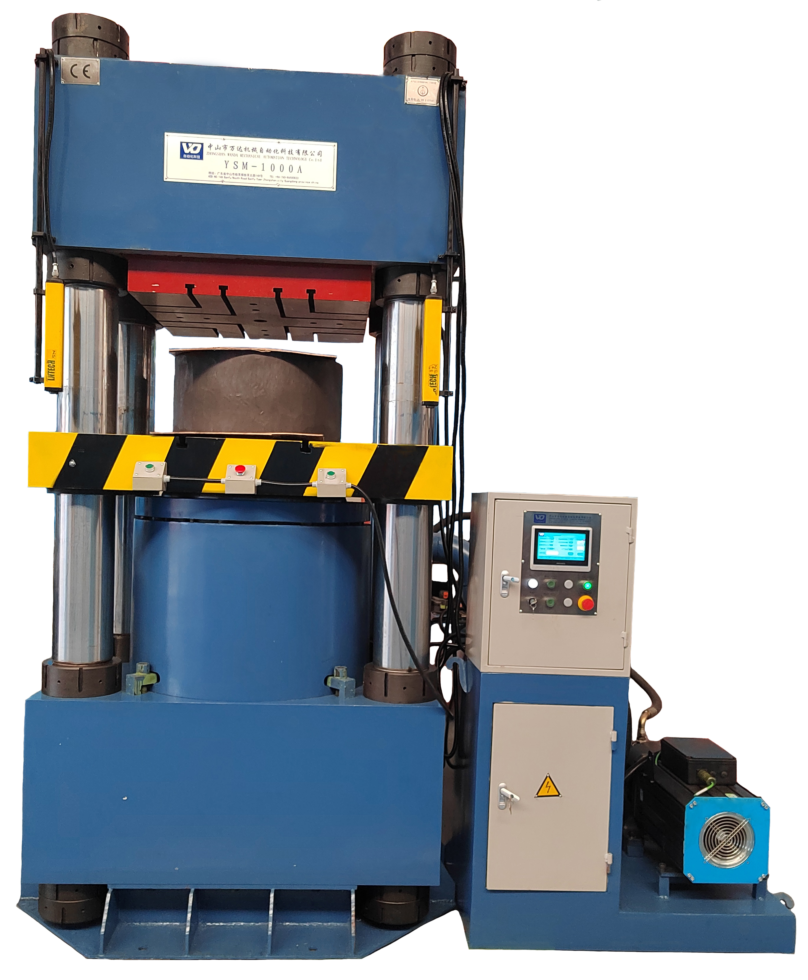 The pressure cannot be adjusted during operation of the four-column press